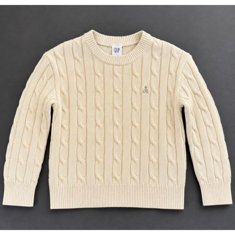 Baby Gap Kids 4Y Cream Cable Knit Crewneck Sweater Classic Preppy